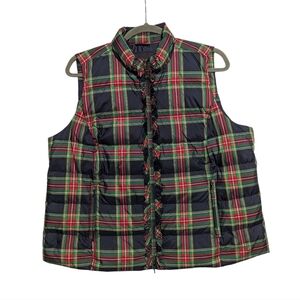 Talbots Women's Riffled tartan plaid down puffer vest Size 3xl